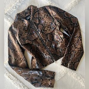 Zara Women's Leather Snake Print Jacket